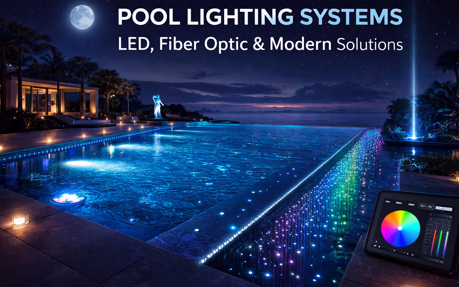 Havuz Aydınlatma Sistemleri: LED, Fiber Optik ve Modern Çözümler