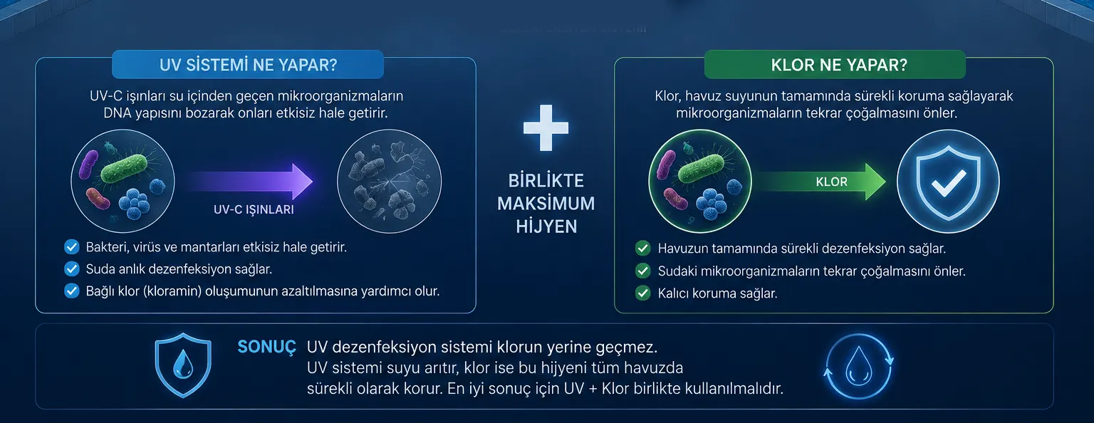Klor dezenfeksiyonu ile UV-C dezenfeksiyon sisteminin kıyaslama ve entegrasyonu