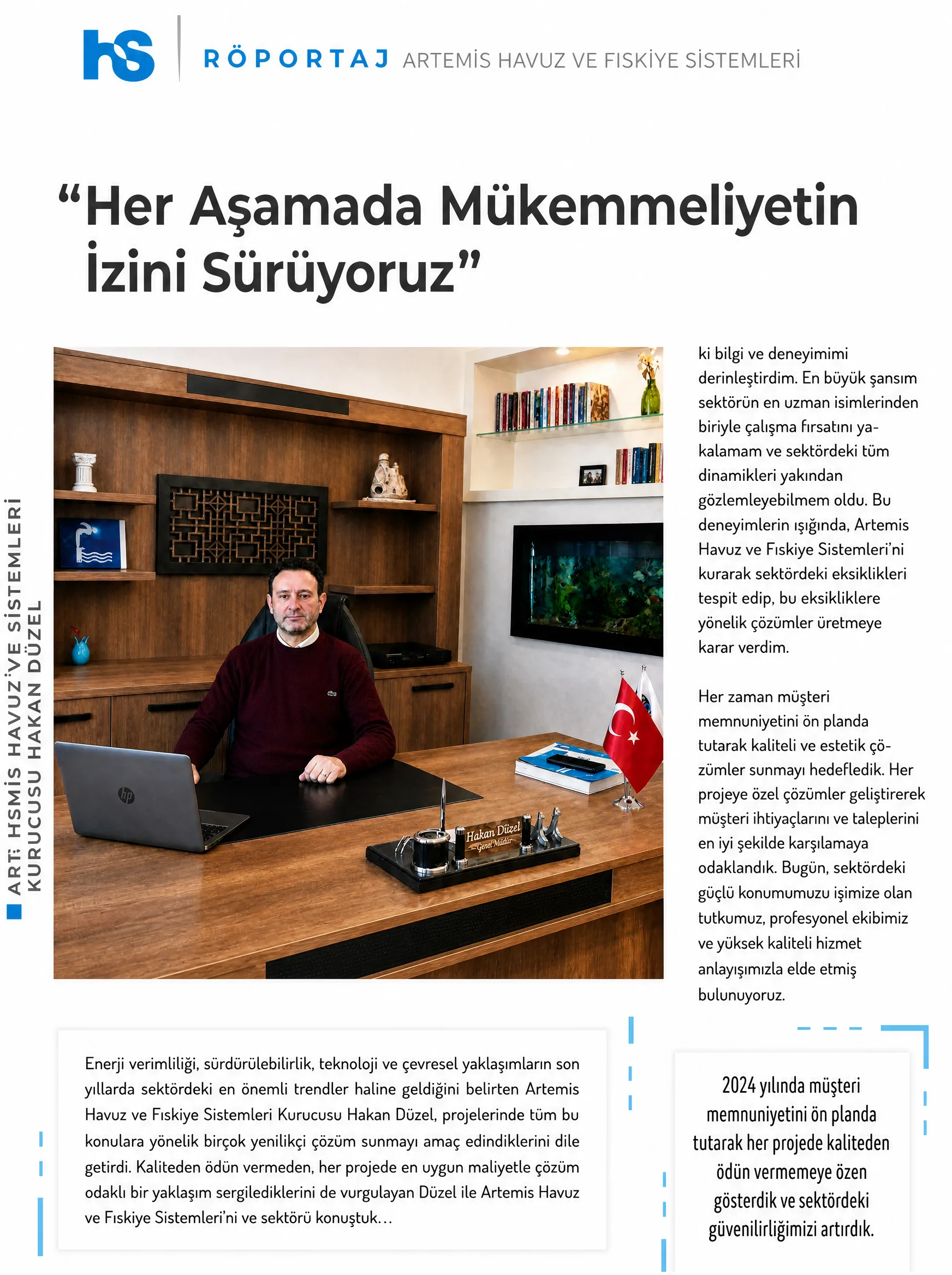 Havuz&Sauna dergisi röportaj sayfası